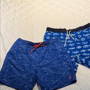 Men's Blue Shark-Print Swim Shorts - Nautica brand